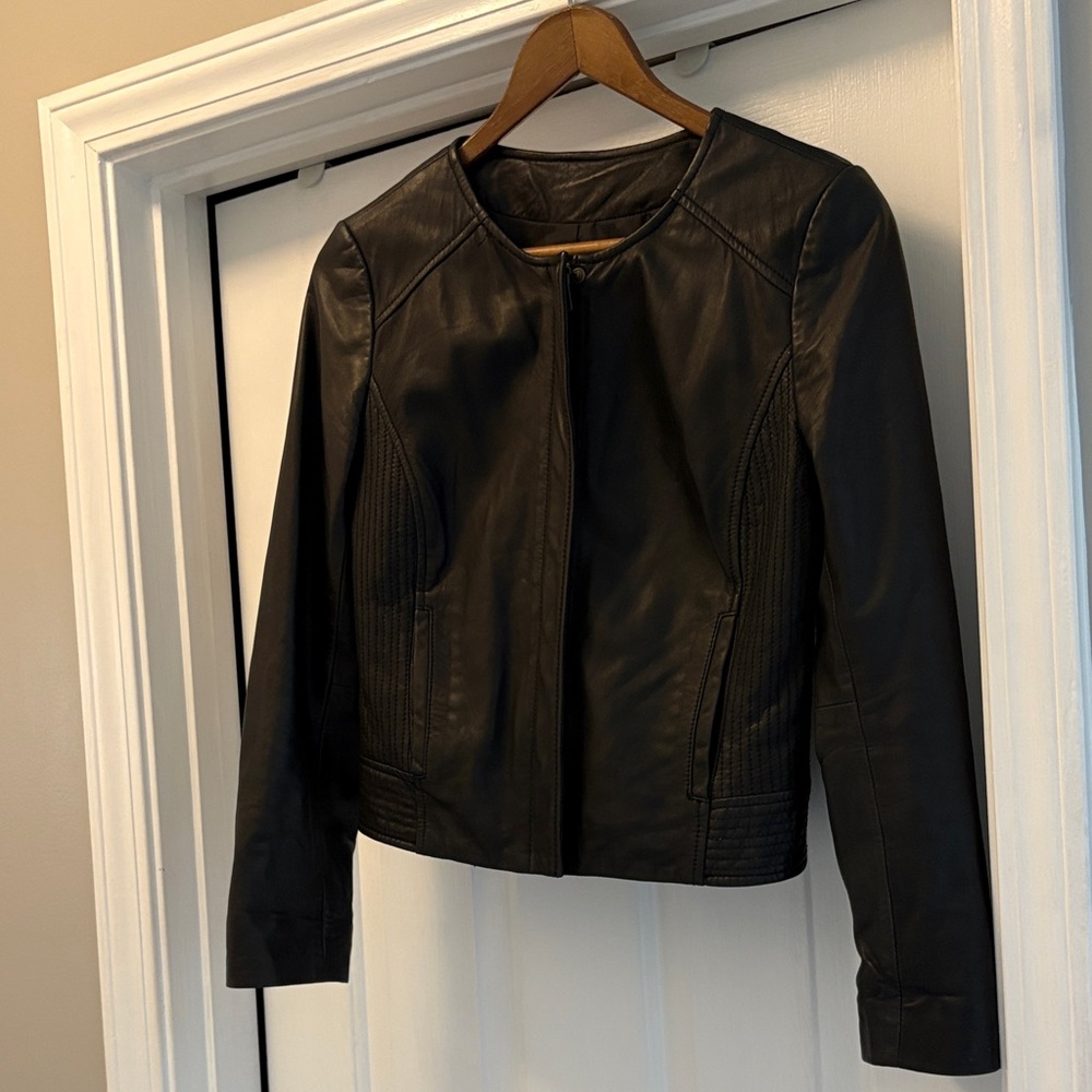 Halogen moto Black Leather Jacket